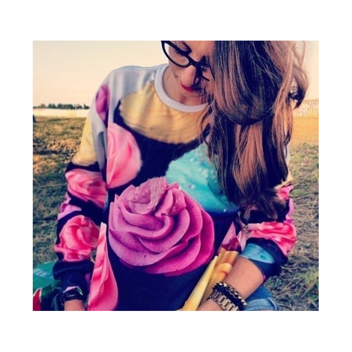Pull fleurs multicouleur