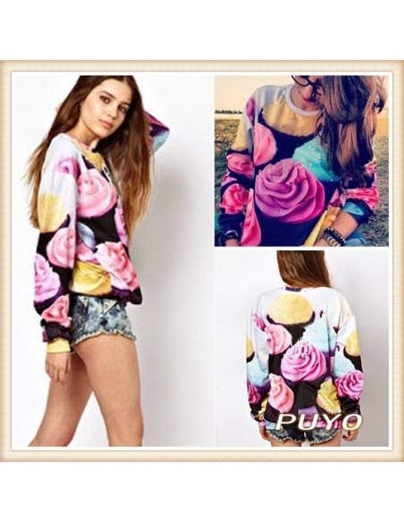 Pull fleurs multicouleur