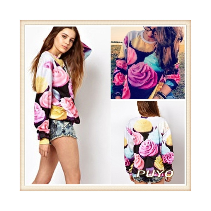 Pull fleurs multicouleur