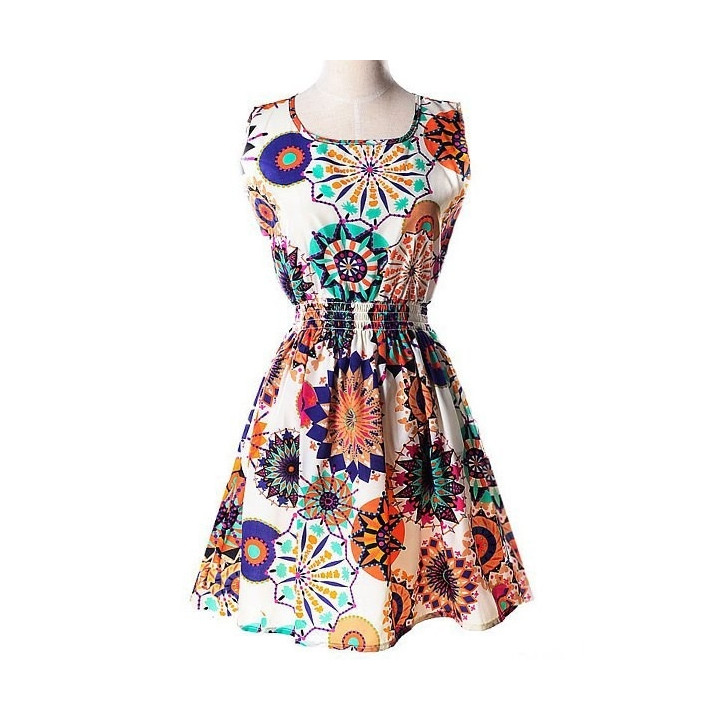 Robe été tissus taille élastique