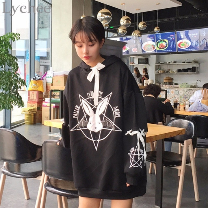 Sweat japonais ample capuche lapin