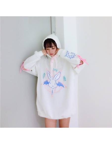 Sweat japonais ample capuche lapin