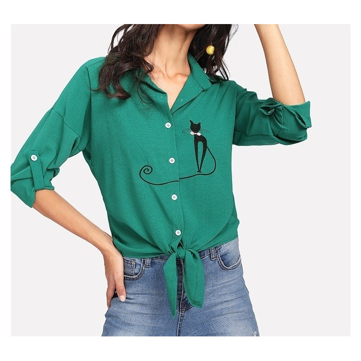 Chemise coréenne imprimé chat