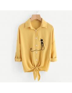 Chemise coréenne imprimé chat