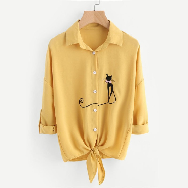 Chemise coréenne imprimé chat