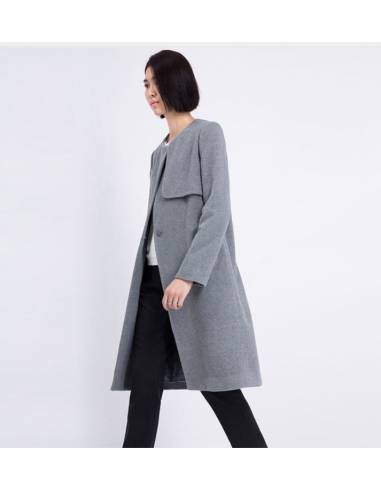 Manteau casual col ras de cou