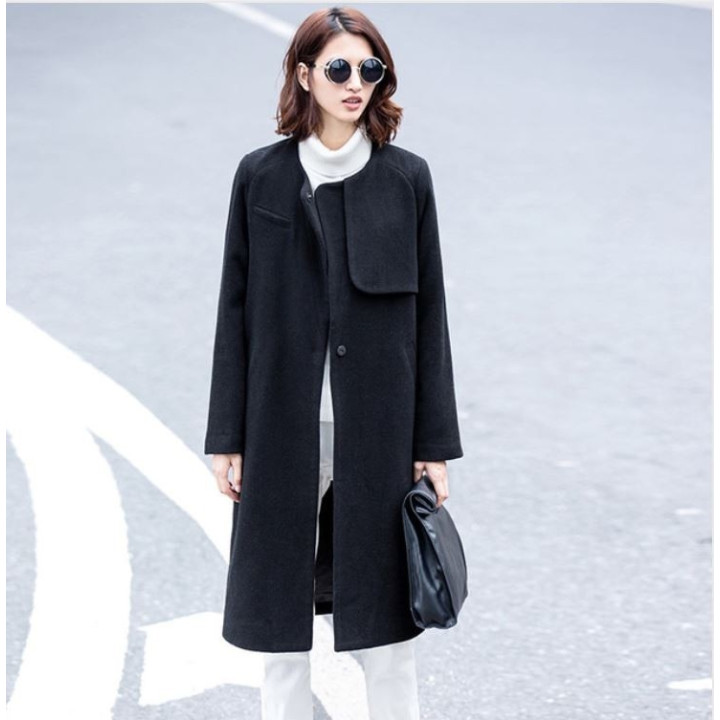 Manteau casual col ras de cou