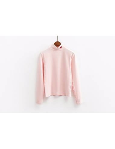 Pull col montant coeur rouge