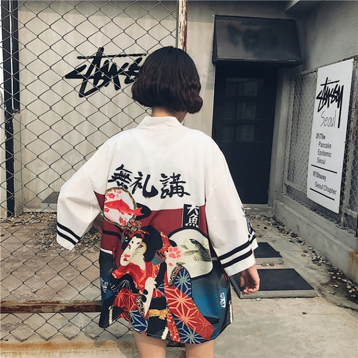 Kimono été carpe femme chat