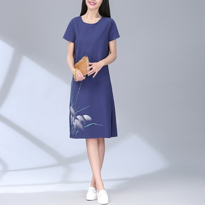 Robe été imprimé libellule fleurs
