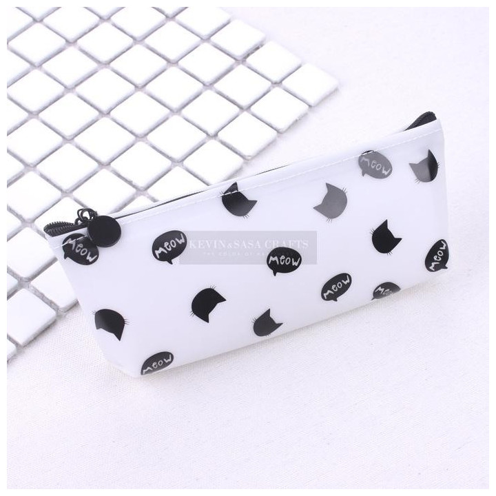Trousse kawaii chat meow bulles