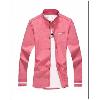 Chemise col mao poche liseré blanc