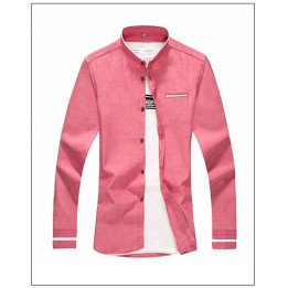 Chemise col mao poche liseré blanc