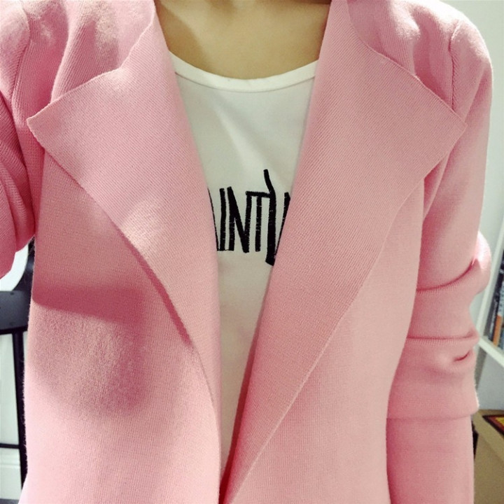 Manteau cardigan tissu rose