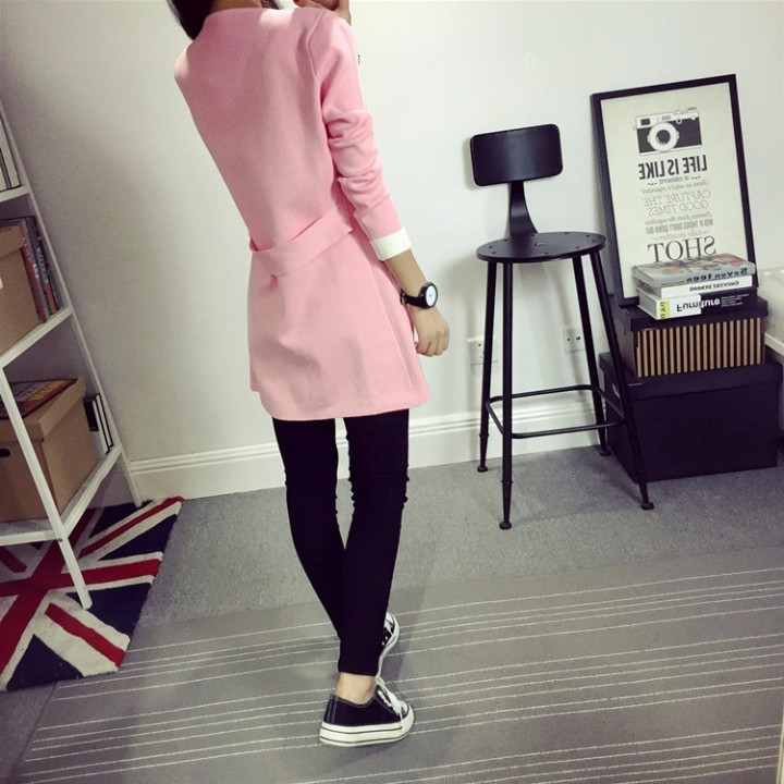 Manteau cardigan tissu rose