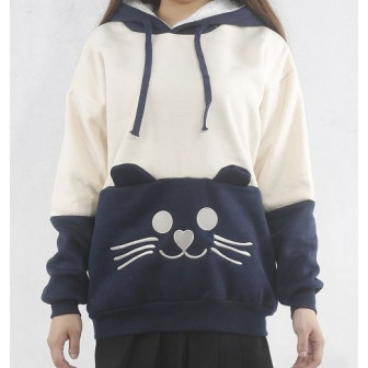 Sweat à capuche visage chat