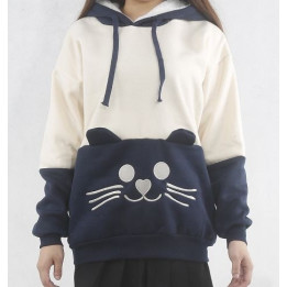 Sweat à capuche visage chat
