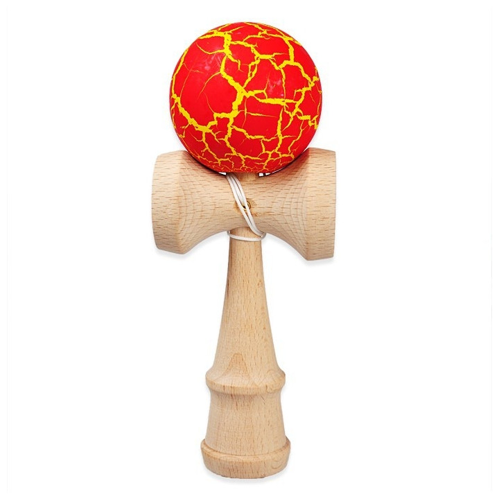 Jouet japonais coréen Kendama diametre 4 CM bois face rouge