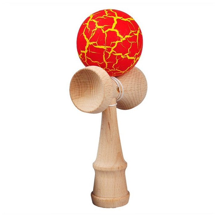 Jouet japonais coréen Kendama diametre 4 CM bois profil rouge