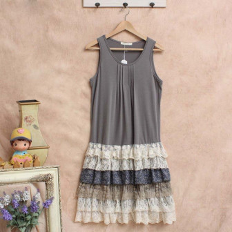 Vetement japonais coréen - Robe style Mori Fille Dentelle - face