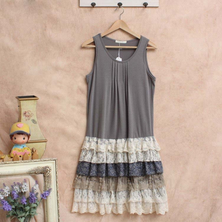Vetement japonais coréen - Robe style Mori Fille Dentelle - face