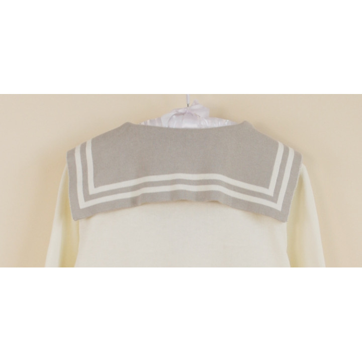 Vetement japonais coréen -Cardigan uniforme scolaire col marin - gris dos  