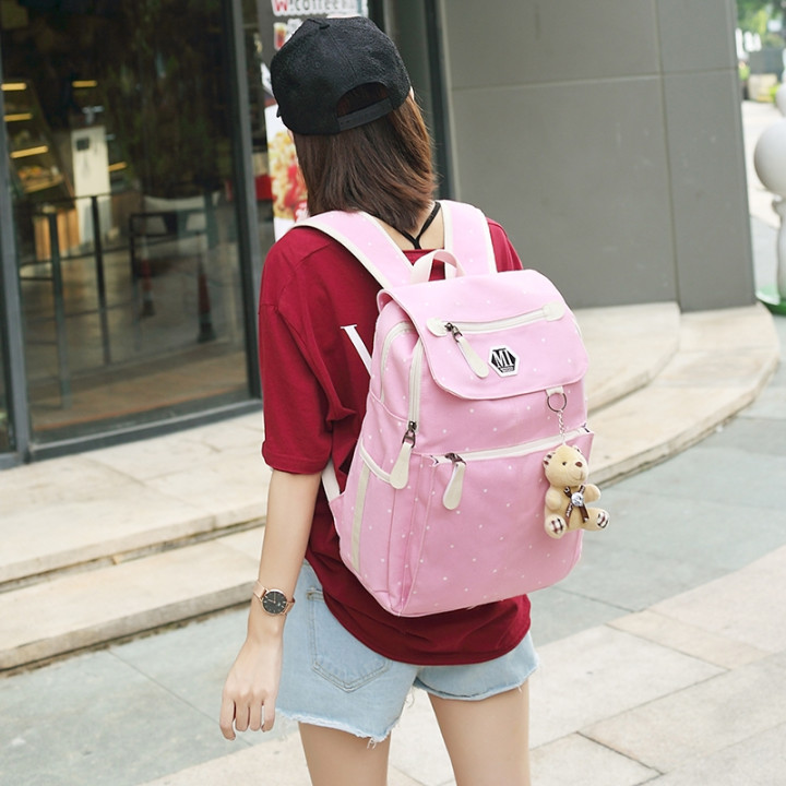 Papeterie japonaise - Ensemble sacs College Toile 4 Pièces - rose dos