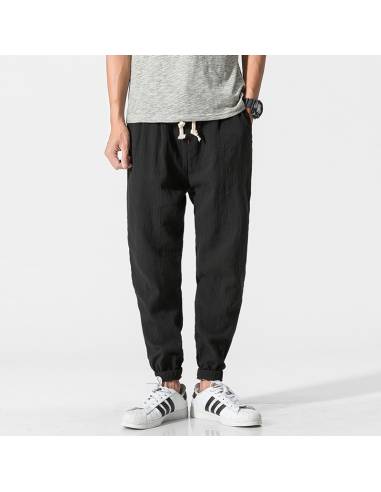 Vêtements japonais et coréens pour garçons - Pantalons japonais et coréens  pour hommes - Pantalon Coton Lin Casual Harem