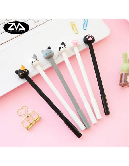 Stylo japonais coréen kawaii tête de chat - ensemble posé