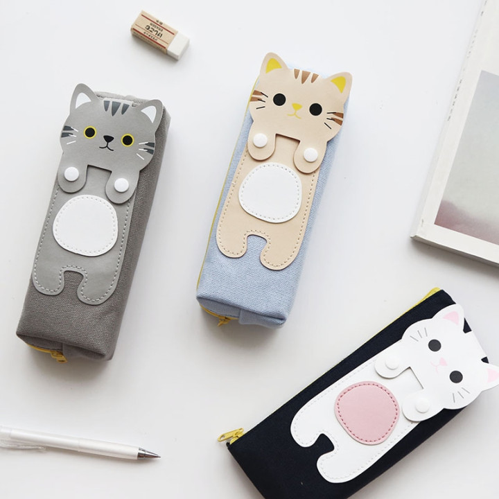 Trousse japonaise coréenne kawaii Chat - ensemble trio