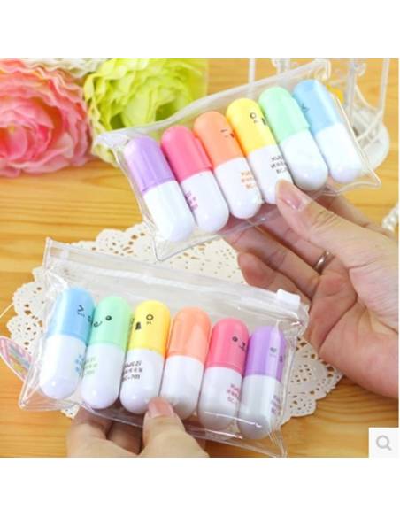 Stylo japonais coréen kawaii - Surligneur Mini Pilule - vue mains