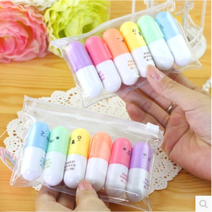 Stylo japonais coréen kawaii - Surligneur Mini Pilule - vue mains