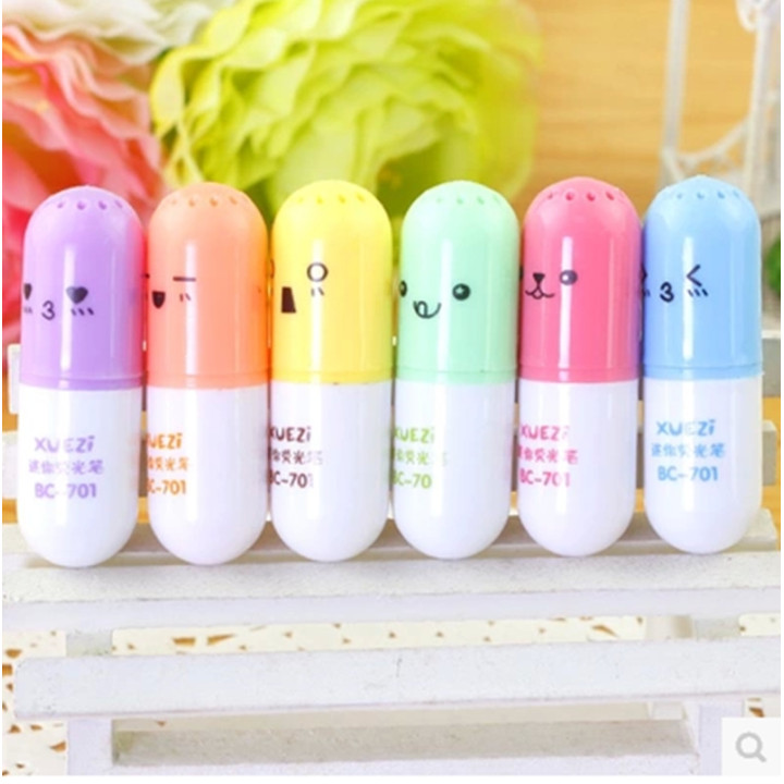 Stylo japonais coréen kawaii - Surligneur Mini Pilule - vue debout