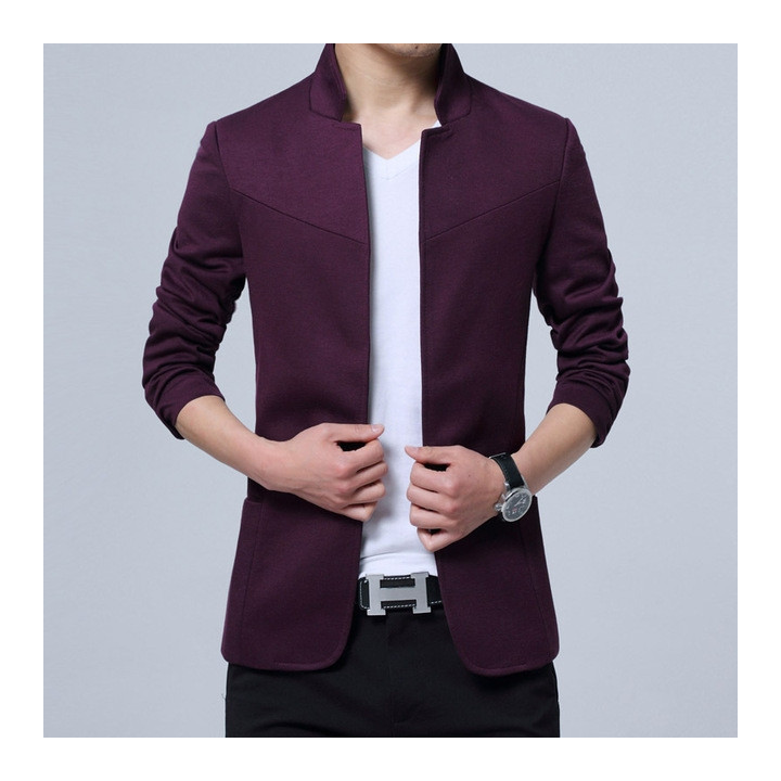 Blazer japonais Col Mao - rouge noir face