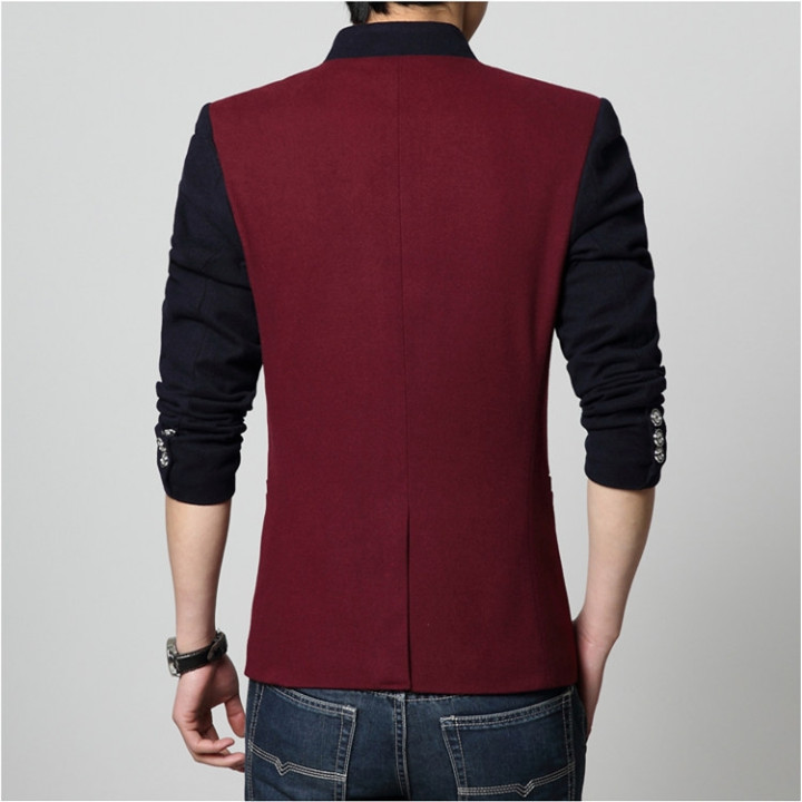Blazer japonais Col Mao Casual slim fit - rouge dos