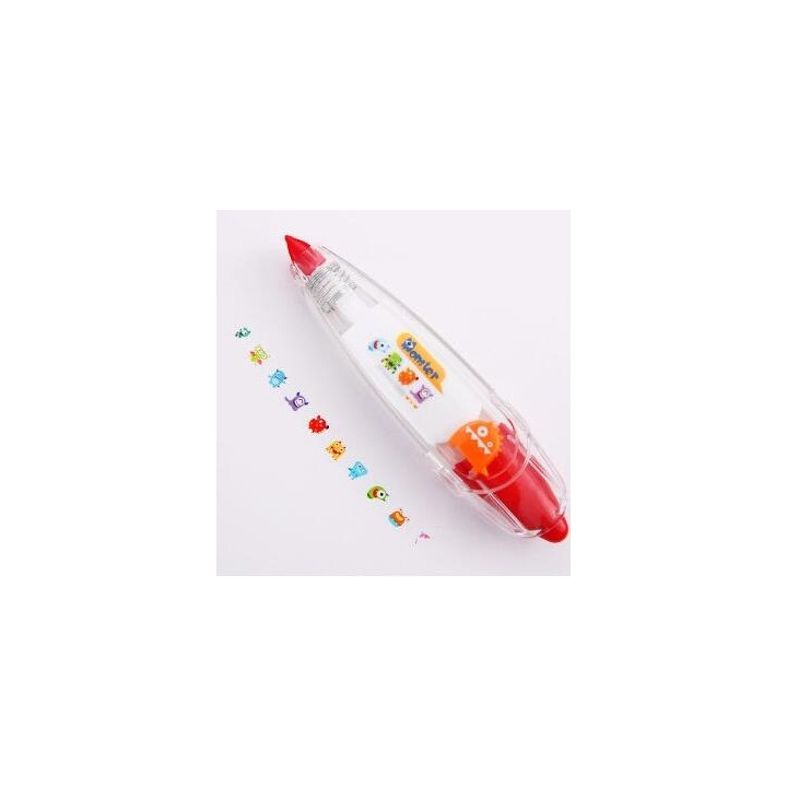 papeterie japonaise coréenne - Rouleau Marqueur Kawaii Animaux - rouge posé