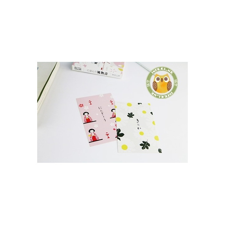 Papeterie japonaise - Carte postale japonaise Animaux - kokeshi