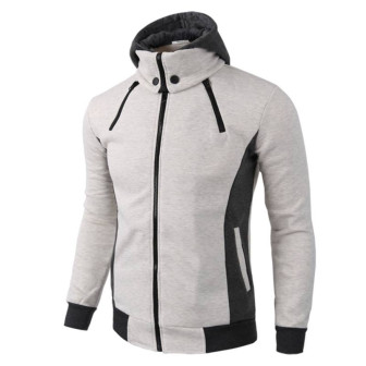 Sweat japonais Homme Deux couches zip blanc profil