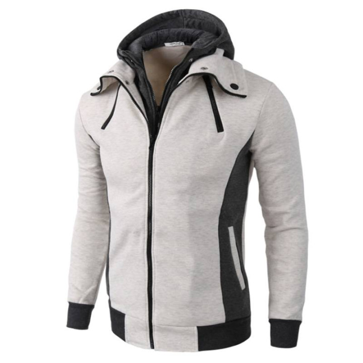 Sweat japonais Homme Deux couches zip blanc face