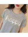 T-shirt coréen Korean style Casual Happy gris