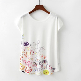 T-shirt japonais Japan Harajuku Style chats Kawaii face