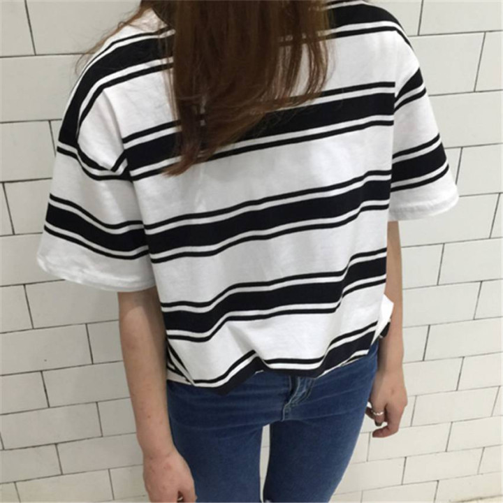 T-Shirt japonais Japan Style Harajuku Rayures noir dos