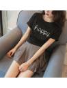 T-shirt coréen Korean style Casual Happy noir