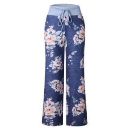 Vêtements japonais et coréens pour filles - Pantalons japonais et coréens pour femmes - Pantalon Large Impression Fleur Cordon