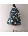 Robe japonaise plissée avec Imprimés floraux