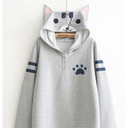 Neko Atsume Sweat  Capuche - gris