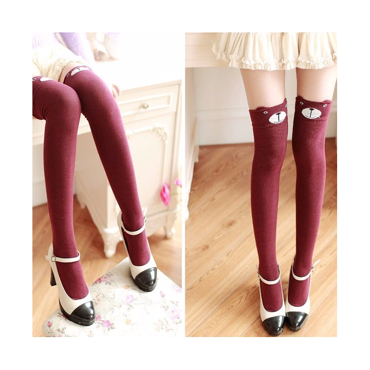 Chaussettes hautes Kawaii motifs animaux