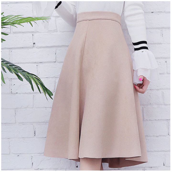 Jupe taille haute style daim