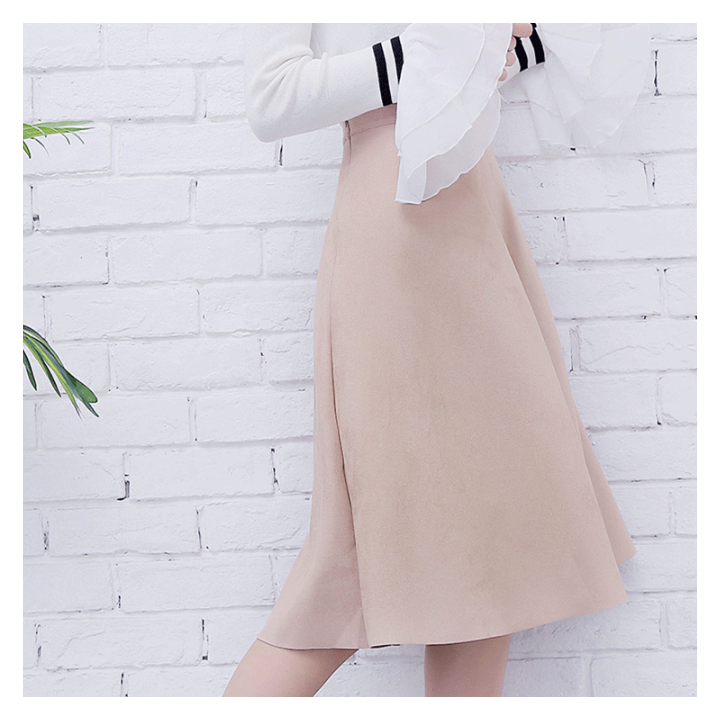 Jupe taille haute style daim