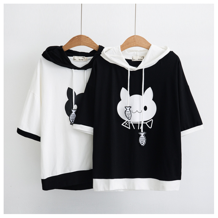 T-shirt à capuche chat